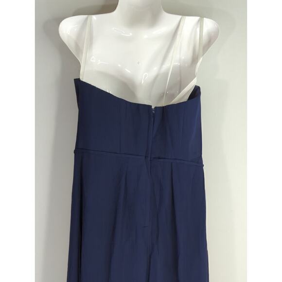 David's Bridal Women's Stretch Solid High Low Strapless Formal Gown Navy Size 8 - Picture 6 of 10